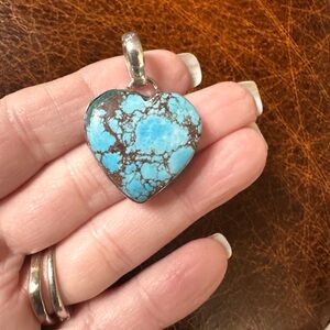 Heart-Shaped Turquoise925 silver Pendant Necklace